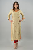 Women Embroidered Straight Kurta CHIKU COLOR