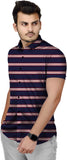 Men Striped Casual Blue Shirt Dark Blue