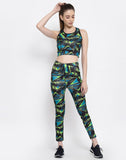 Animal Print, Printed Women Track Suit Black, Green