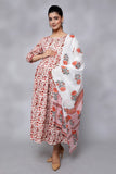 Women Floral Print Gown Kurta Red