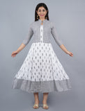 Women Printed Anarkali Kurta WHITE