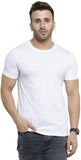 Solid Men Round Neck Black T-Shirt WHITE